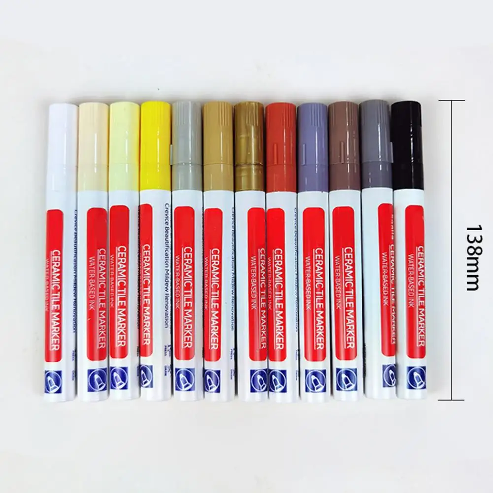 1-6pk White Tile Grout Pen Marker Waterproof Odorless Quick Dry Solid Color Tile Marker Grout Pen Wall Seam Bathroom Supplies