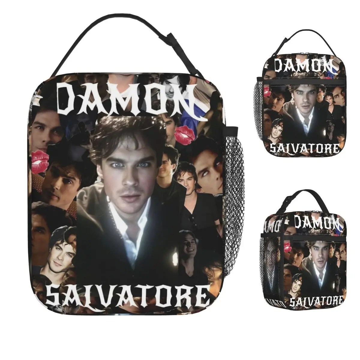 

Дневники вампира Дэймон Сальваторе, телесериал, ланч-сумка, ретро-ланч-бокс для ребенка, портативная сумка-холодильник на молнии, сумки для еды