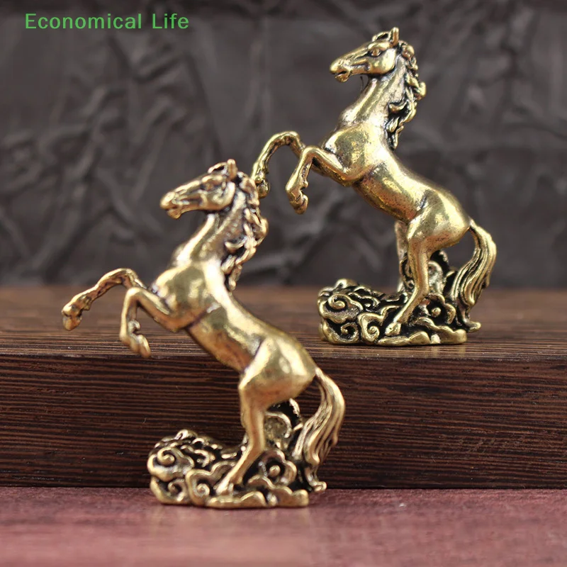 Bronze Horse Desktop Decoration Living Room Tea Table Sculpture Metal Craft Home Decorations Chinese Zodiac Horse Statue