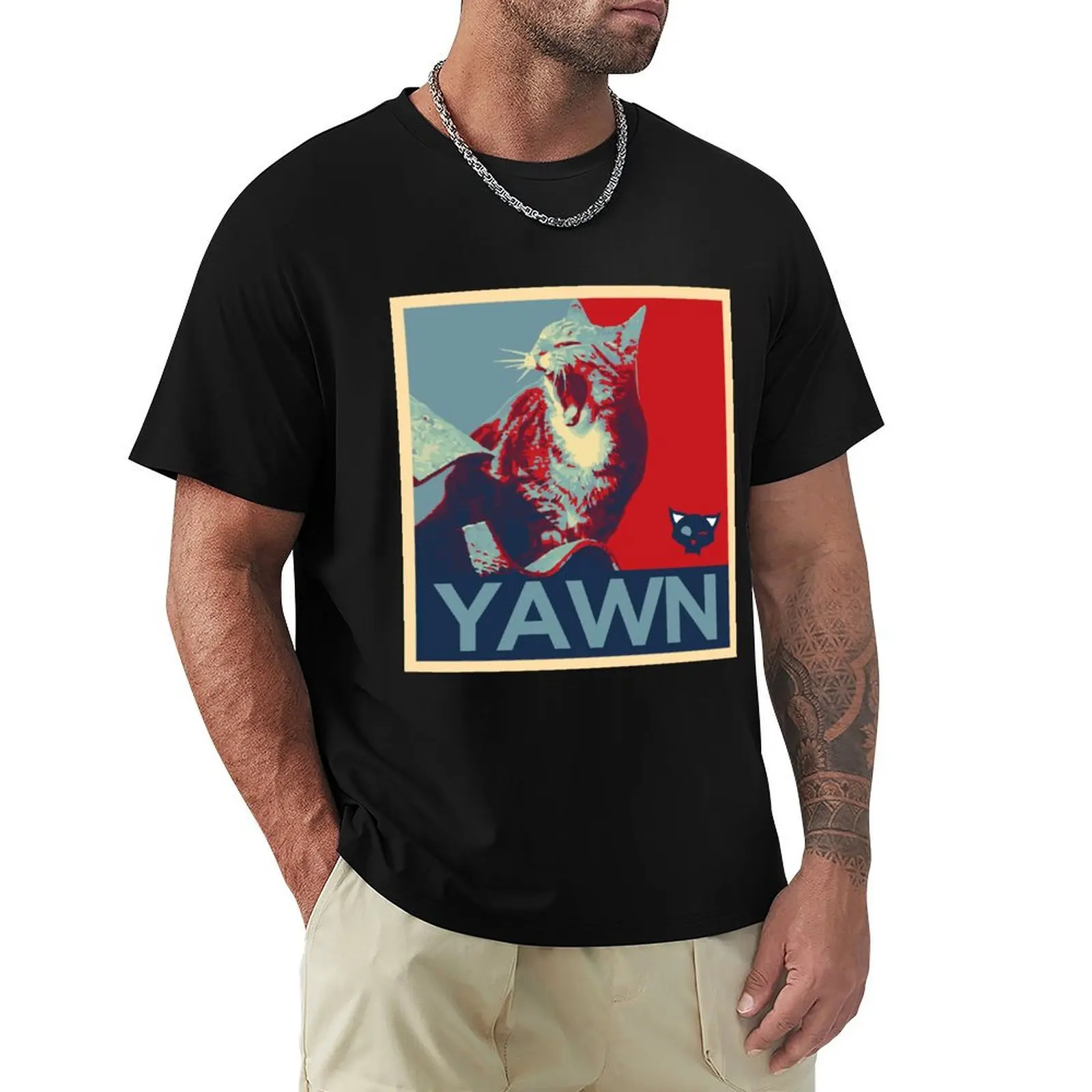 Presidential Cat Yawn T-Shirt Streetwear Print Tee Shirt