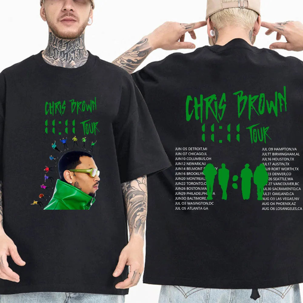 Chris Brown 11:11 2024 Tour T-Shirts Unisex Harajuku O-Neck Short Sleeve Chris Brown Shirts Fans Gift