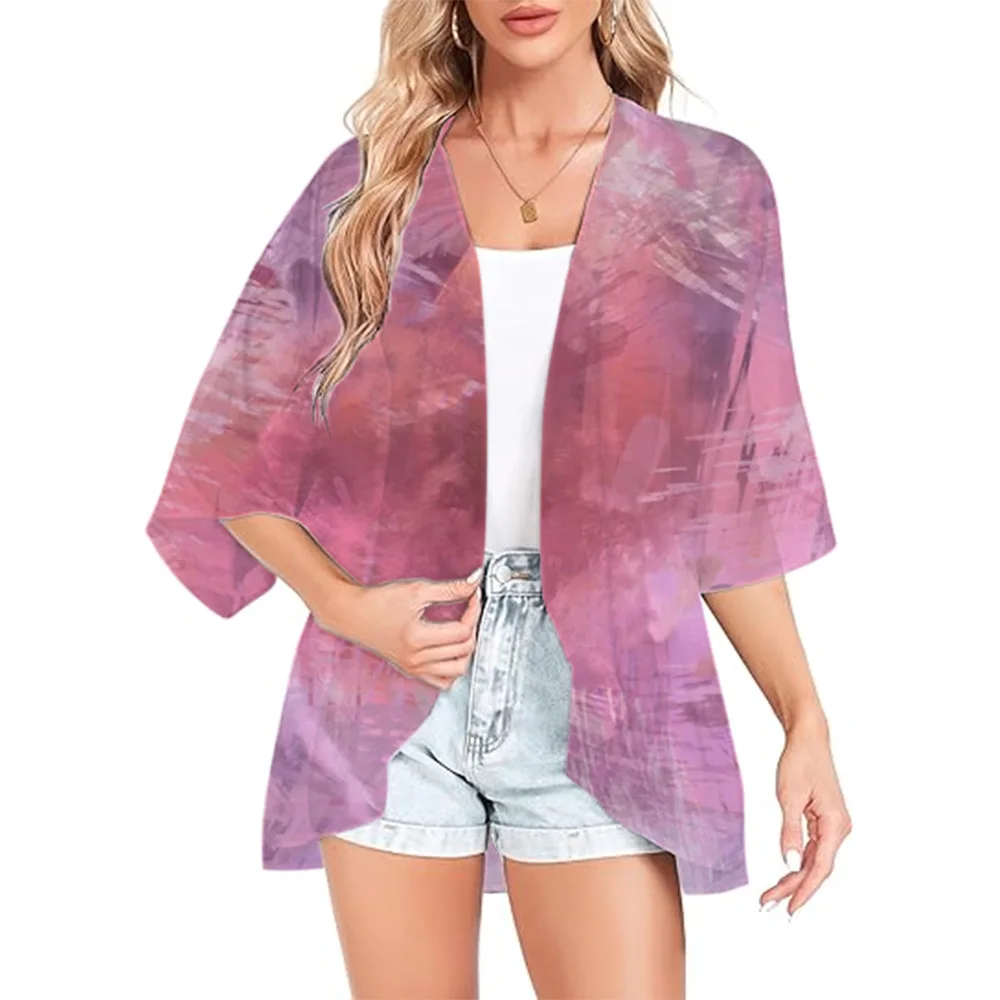 Sommer Strand Chiffon Cover Ups Kimono Strickjacke Hemd Trendy Atmungsaktive Halbarm Tops Kurzen Ärmeln Strand Bademode Für Frauen