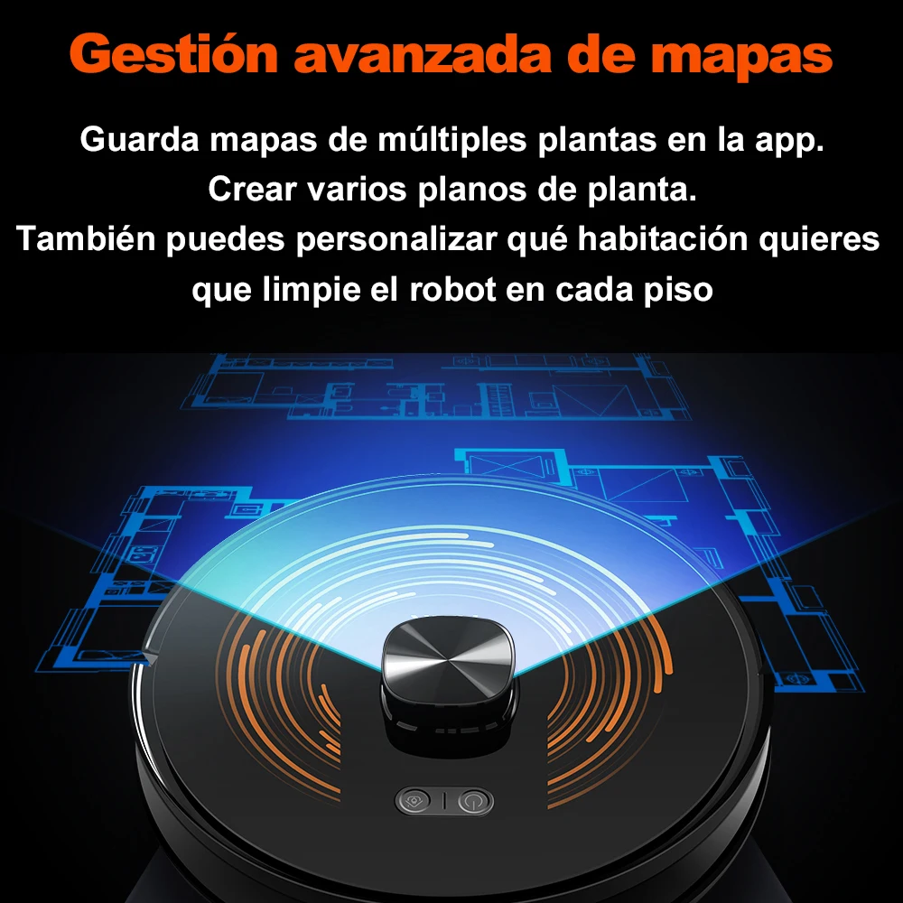 Robot Aspirador ABIR X9, Sistema Láser, Limpieza UV Doble, Tecnología Auto Carpet Boost, Mapas de Múltiples Pisos, Limpieza Personalizada por Habitaciones