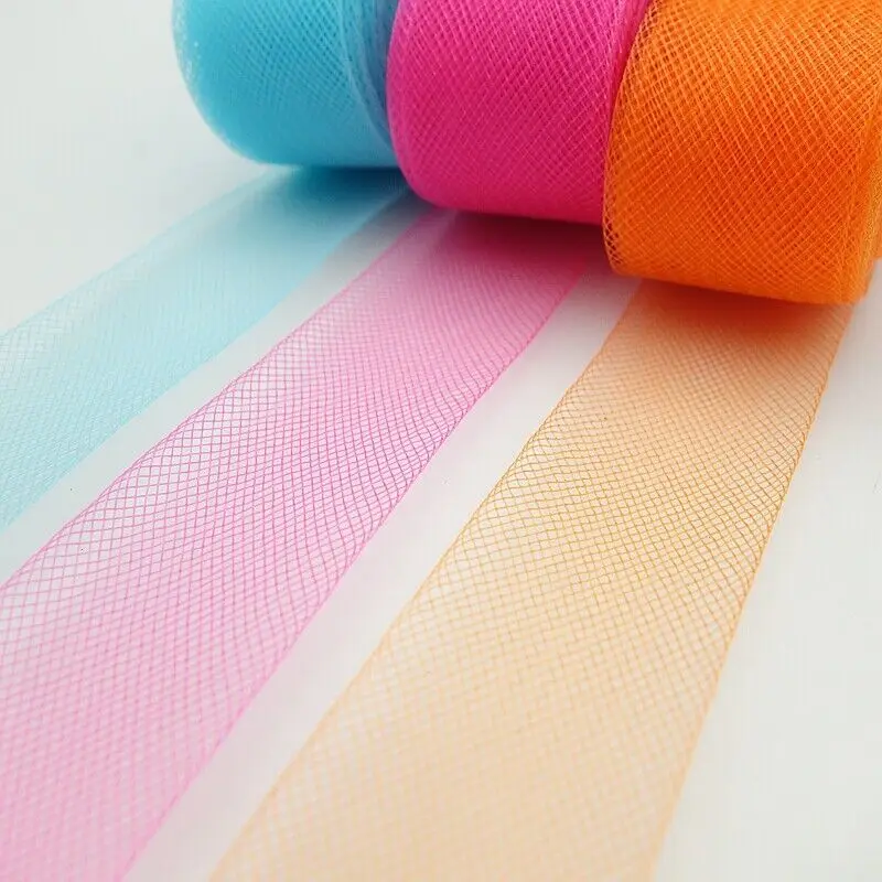 10M Soft Polyester 3cm Flat Plain Horsehair Crinoline Mesh Braid Ribbon For Sewing Crafts Wedding Dress Dance DIY Accessories