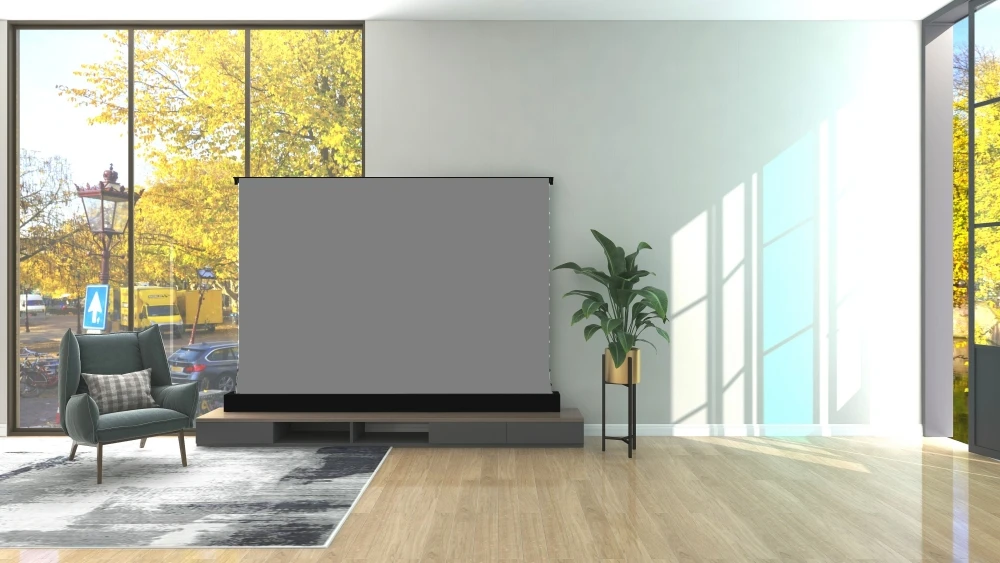 P6halr antike Umgebungs licht, das boden montierte versenkbare elektrische graue Alr-Projektions wand für Standard-/Langwurf-Beamer zurück weist – Detail 5