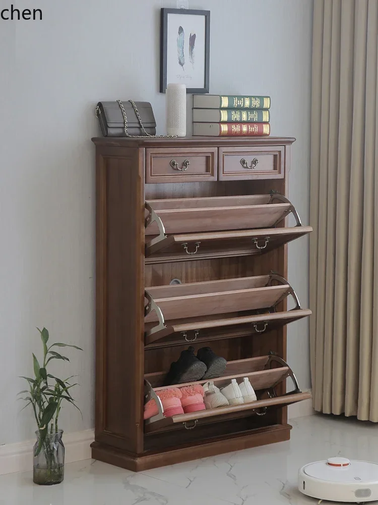 

b11-7.1 pure solid wood large capacity large size tipping bucket door shoe cabinet