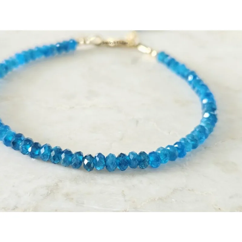 Exquisite bracelet, set with neon apatite gemstone beads
