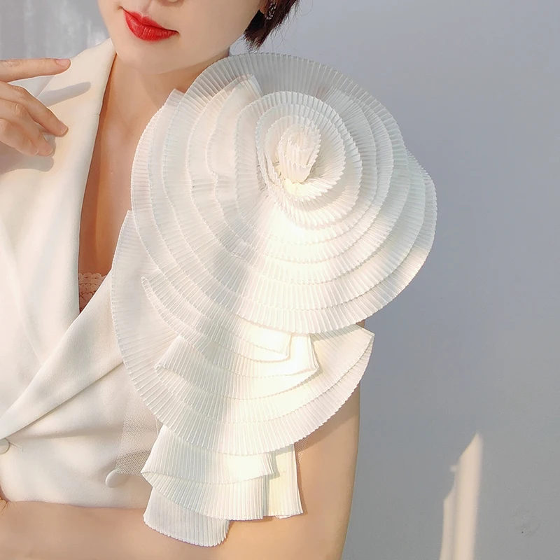 

New Style Shoulder Collar Exaggerated Big Flower Pleated Flower Cloth Pressed Pleated Craft Flower Diy Clothing Accessories