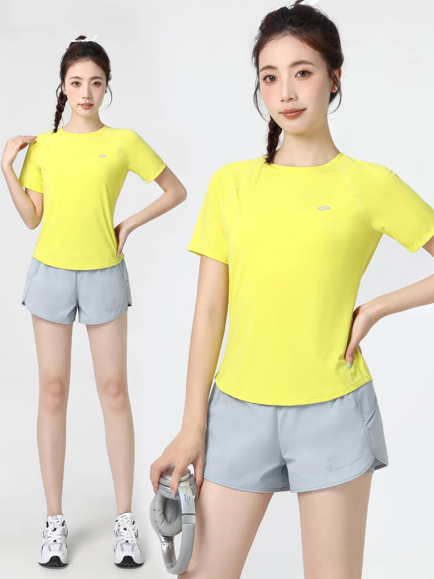 

Ice Silk Qui Dry Fitn Clothes Set for Women ort Sve Casual Running Sportswear High School Students Breathable Train...