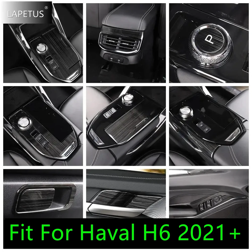 Glove Storage Box / Gear Shift Panel / Glass Lift Button / Air Cover Trim For Haval H6 2021 - 2024 Car Accessories Black Brushed