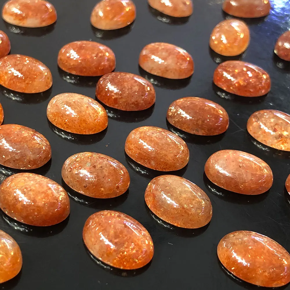 1pc Natural Stones Golden Sun Stone Oval Cabochon Gemstones Crystals Healing Crystal Stone Reiki Home Decoration Spiritual Gift