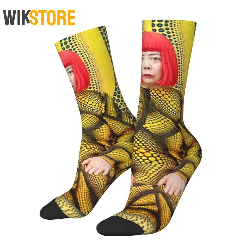 

Pumpkin Power Yayoi Kusama Mens Crew Socks Unisex Cool Pop Art Spring Summer Autumn Winter Breathable Dress Sock