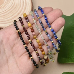 4mm Natural Stone And Hematite Bead Braided Adjustable Bracelet Suitable For Men And Women Daily Holiday Birthday Wear