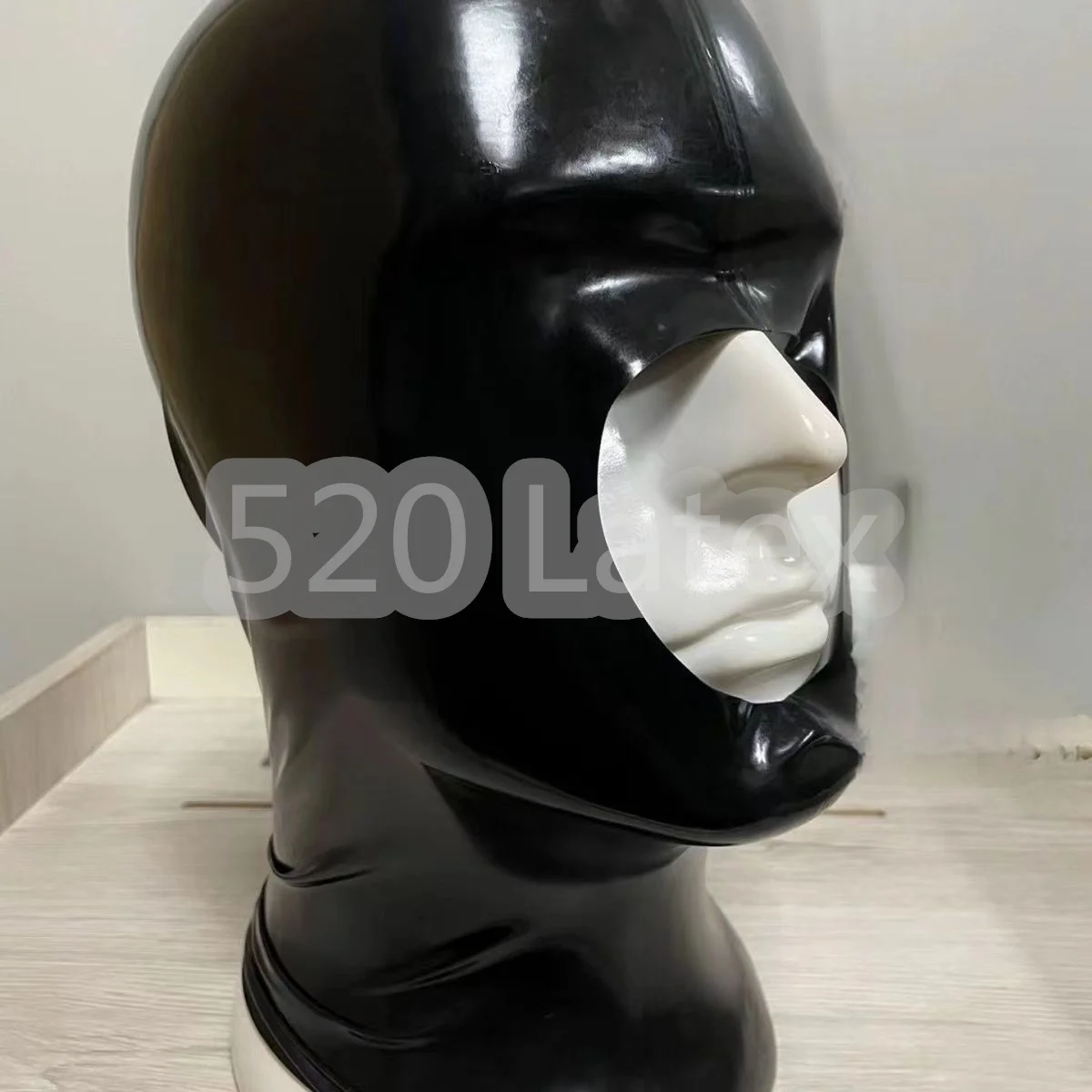 Handmade natural lingerie exotic unisex black latex hoods close eyes open mouth nose and mouth part cekc zentai fetish  costumes