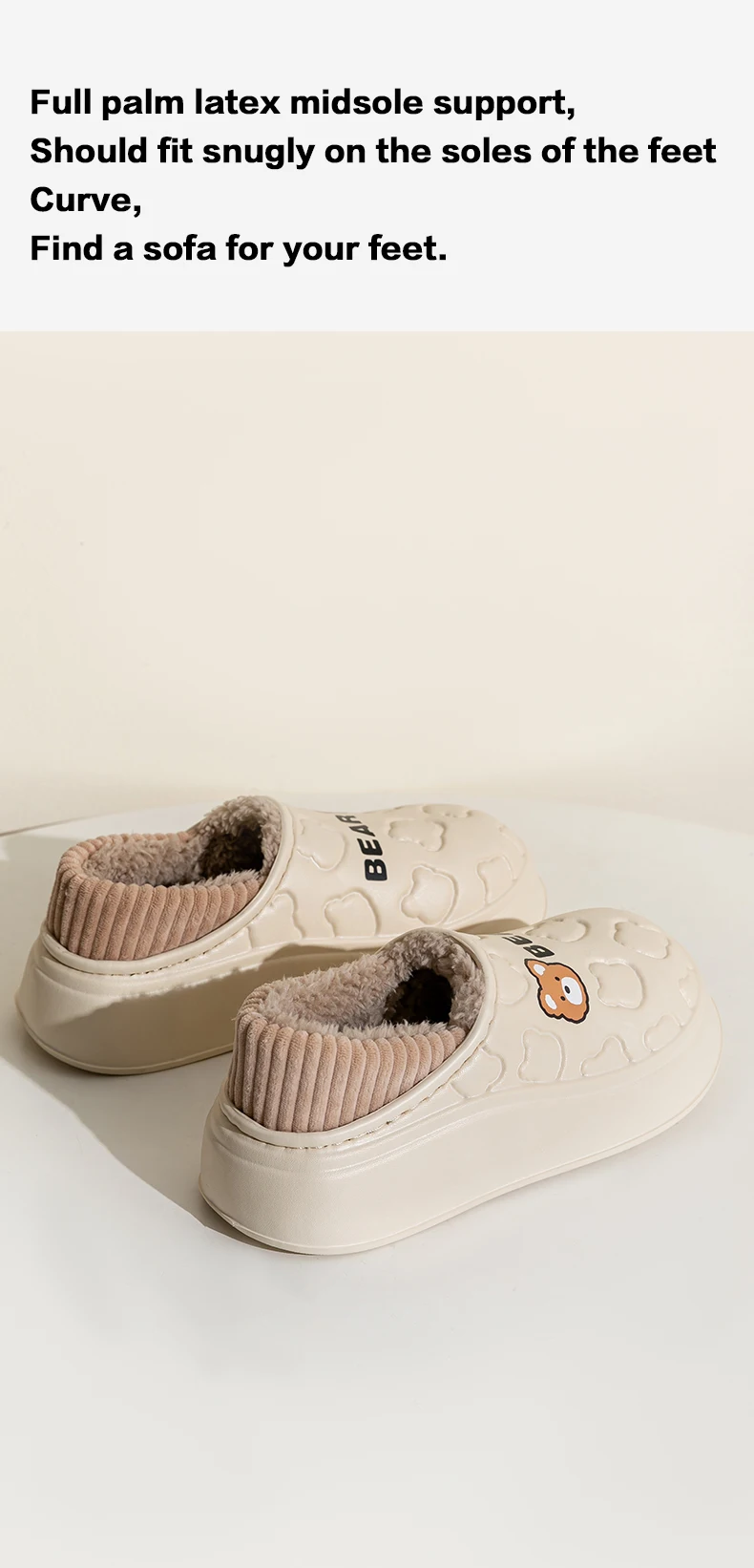 Wasserdichte Winter-Hausschuhe für Damen und Herren, Niedliche Bären-Design, EVA, Warm, Plüsch Gefüttert, Dicke Plattform, Rutschfest, für Innenräume, Schlafzimmer, Pantoffeln – Detail 7