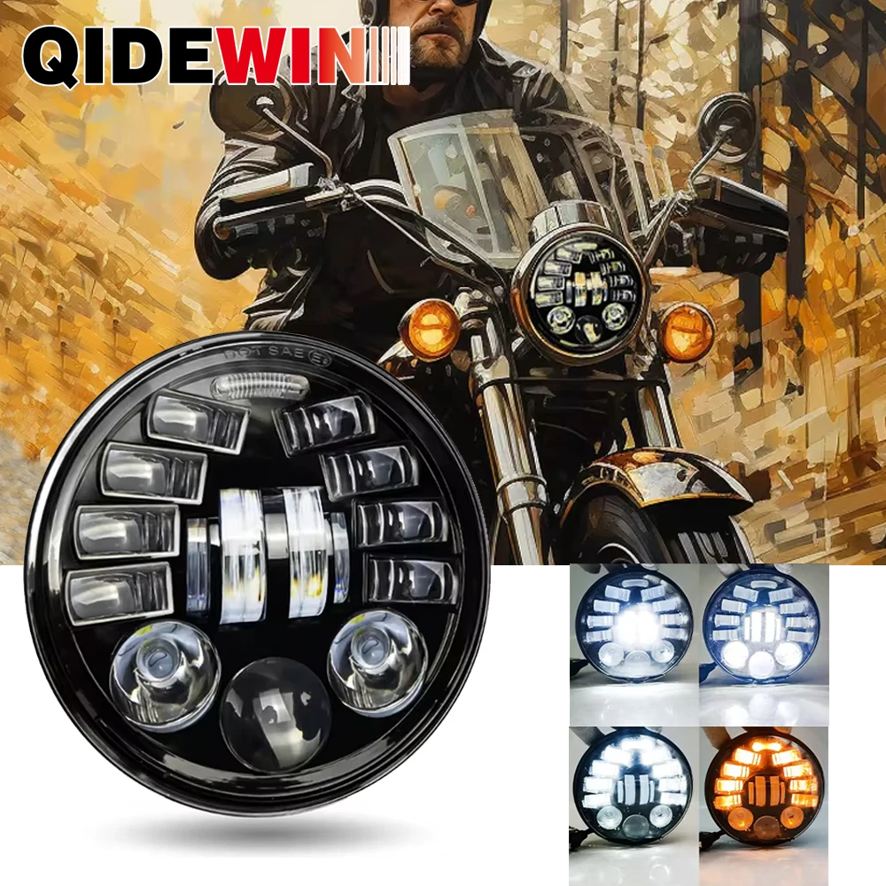 

New Style Black Chrome 5.75 Inch LED Headlight 5 3/4" led DRL 50W Motorbike Headlights For Dyna Softail Sportster 883 XL883 FXCW