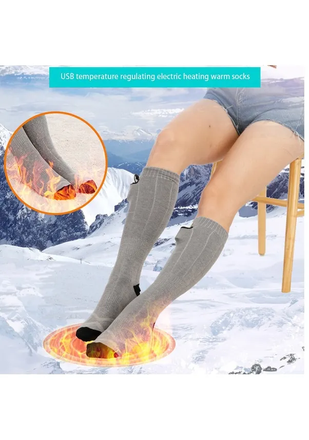 

Outdoor ski Heated Socks Thermal Warmer Stockings USB 4000 mAh Electric Heating Warmth Foot Socks Winter Skiing Sports Socks