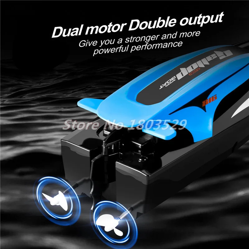 30KM/H Seal Waterproof Radio Control Speedboat Boat 2.4G 18Mins 30CM Large Size High Speed Dual Motor LED Light RC Boat Kids Toy