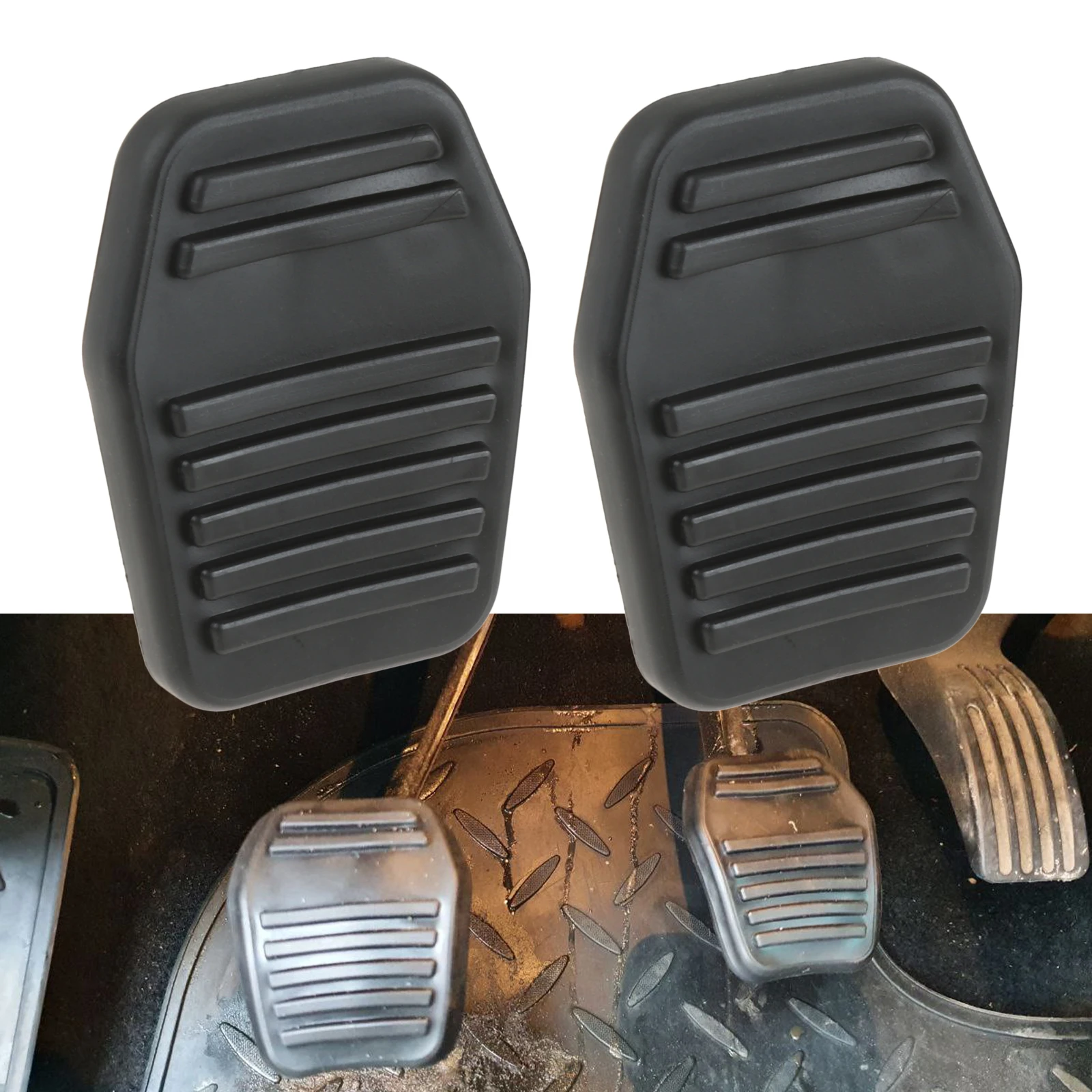 2Pcs Car Rubber Brake Clutch Foot Pedal Pad Covers 6789917 for Ford Focus MK1 Fusion JU Mondeo Scorpio Fiesta 5 Transit Connect