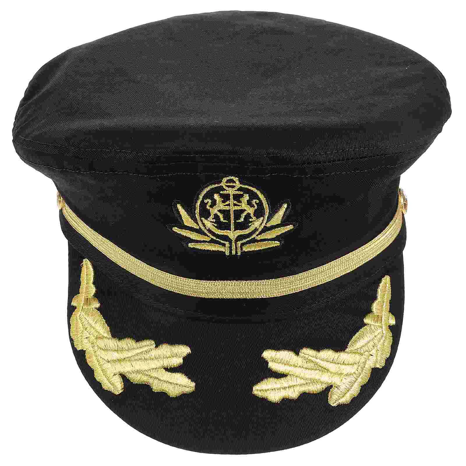 Costume Party Hat Black European and American Style Captain Navy Sailor Halloween Cosplay (black) Hats for Outdoor Fabric Man