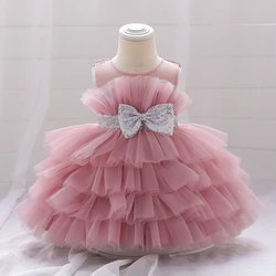 Summer Fluffy First 1st Birthday Dress For Baby Girl Clothes Baptism Lace Princess Dress Girls Dresses Party Tutu Gown 0-3Y