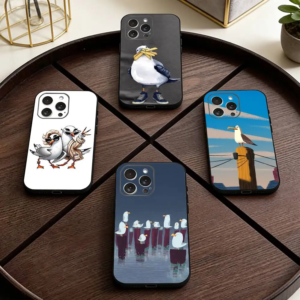 

Funny S-Seagull Phone Case For iPhone 17,16,15,14,13,12,11 Plus,Pro Max,XS,Soft Silicone Black Cover