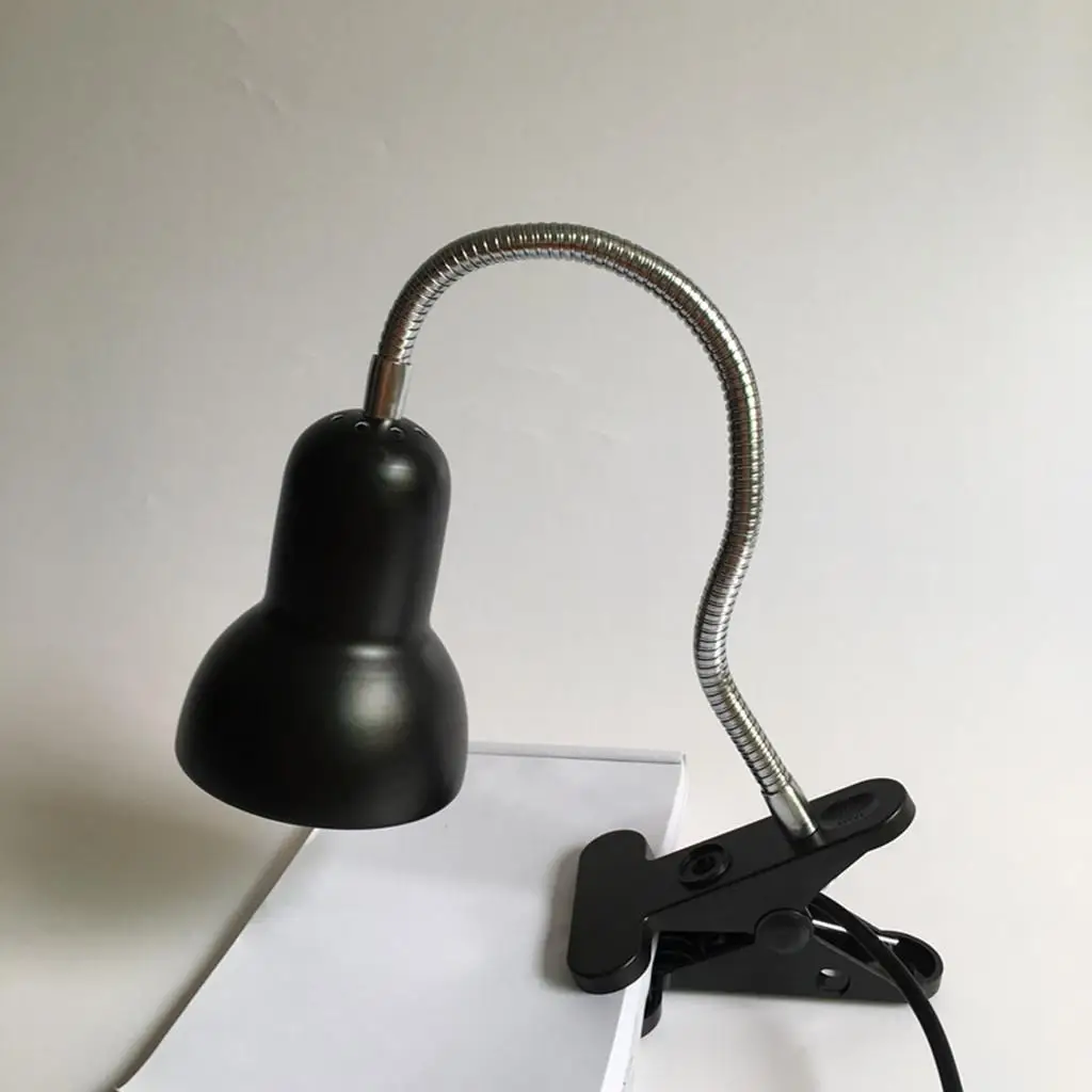 Clip on Metal Table Lamp 360 Degree Gooseneck Reading Light Desk Lamp E27 Base Night Lamp for Bedroom Dorm Study