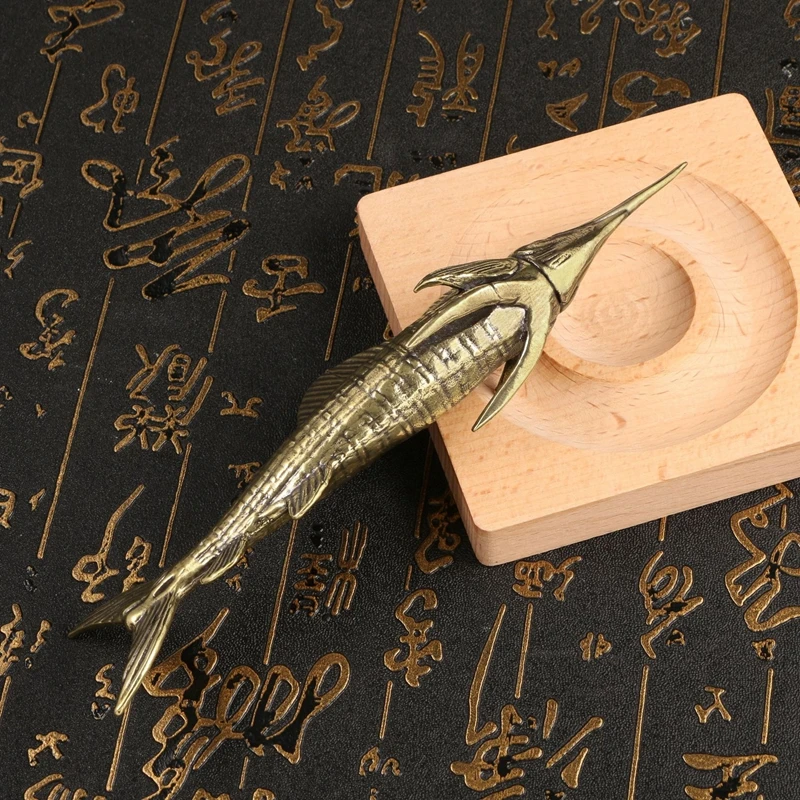 Brass BIG Sailfish Fish Watching Fishes Sea Animals Model Fishbowl Decoration Action Figures Education Miniatures Tea needle view 2