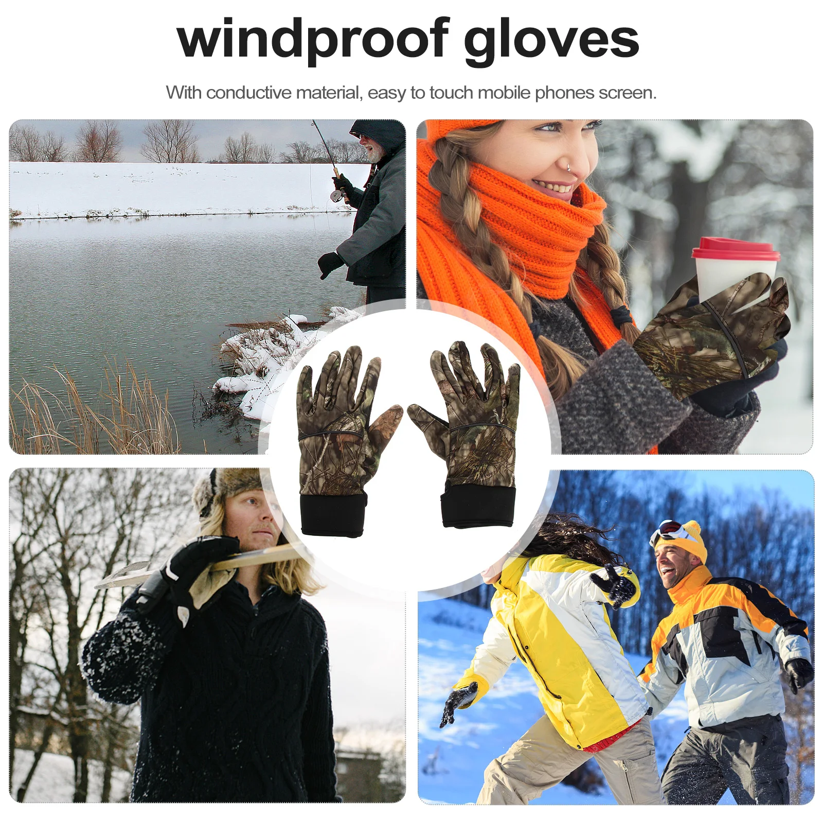 

1 Pair Screen Nylon Nylon Warm Winter For Driving Fishing Windproof (Size Thermal Cycling Gloves Gloves L)