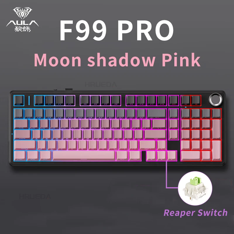 AULA F99PRO Gaming mechanisch toetsenbord 99-toetsen Drie modus Draadloos Hot-swappable pakkingstructuur Aangepast toetsenbord met mediaknop