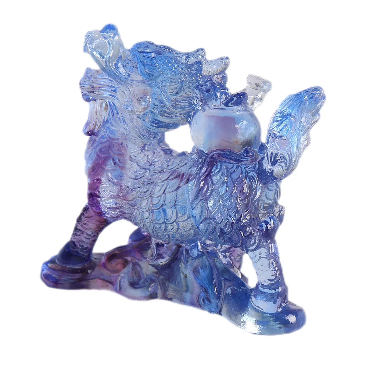 Chinese Liuli Crystal Feng Shui Chi Lin Statue Paperweight Animal Figurines Super Gifts Home Desk Decor Collectible view 2