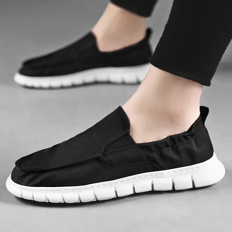 

New Black Men's Loafers Plus Size 39-48 Canvas Men Casual Shoes Slip-on Flat Shoes for Men Walking Shoe zapatillas casual hombre