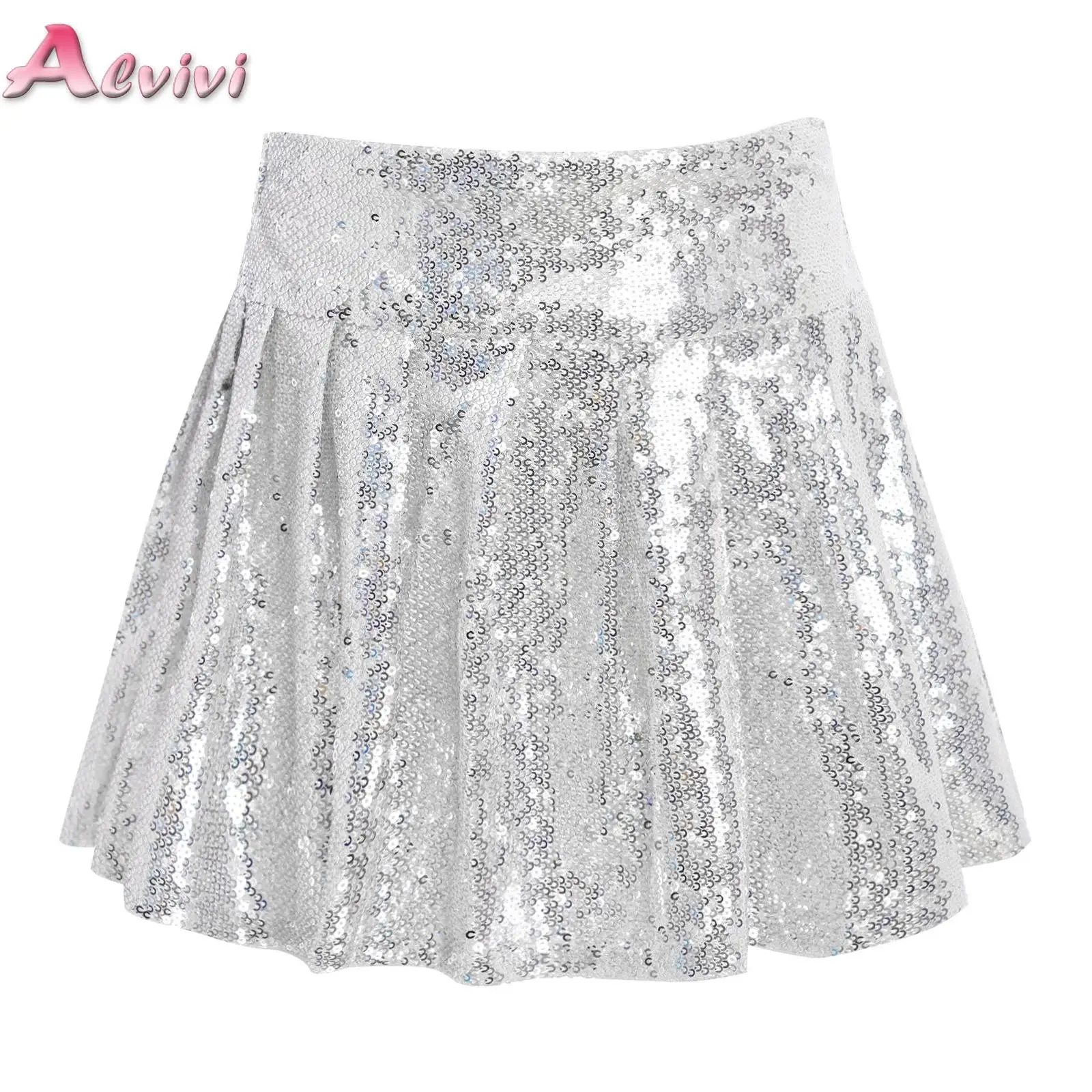 

Girls Sparkling Sequins Skirt Hip Hop Clothes Jazz Dance Costume Silver Skirt Group Kpop Performance Outfits Fashion Stage Wear