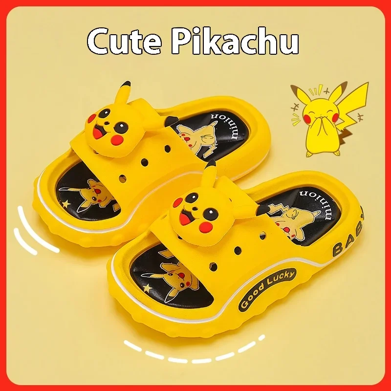 Pikachu Children's Slippers for Boys Summer 2024 New Cute Home Indoor Anti slip Children's Slippers for Girls