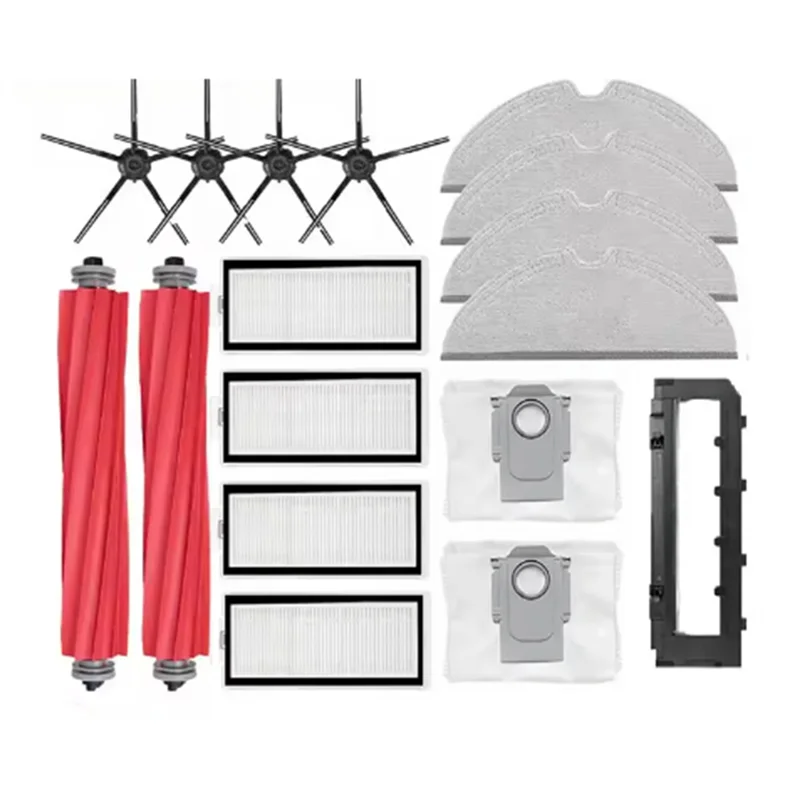 

B84B-For Roborock Q7 / Q7+ / Q7 Max+ Sweeping Robot Main Side Brush Mop Filter Dust Bag Main Brush Cover Set