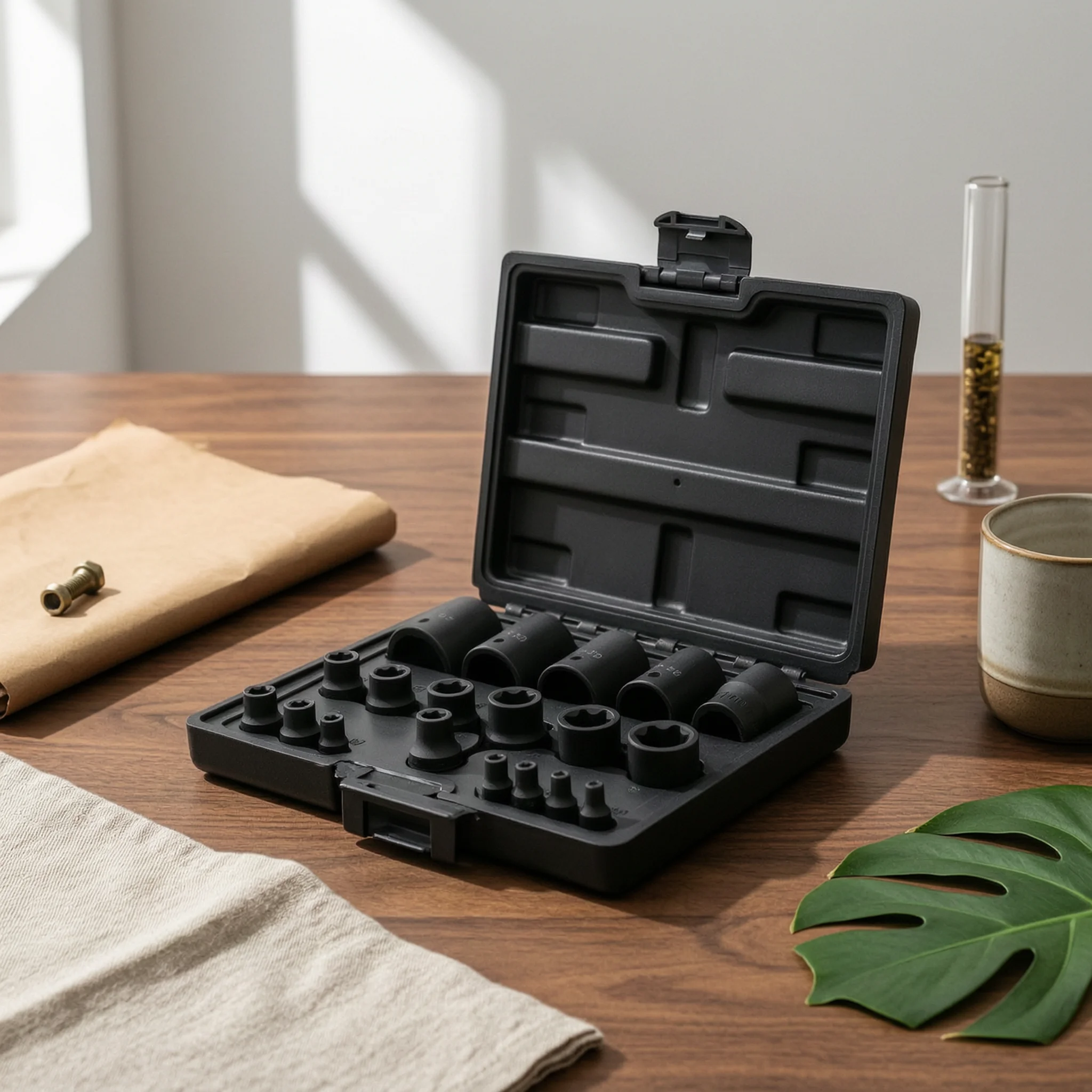 19 Pieces Socket Tool Set in Carrying Case Portable EP Socket Set Tools Labeled for Mechanics, Battery Pack Disassembly