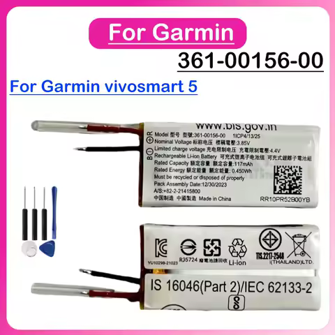 361-00156-00 117mAh 3.8V Original Replacement Battery For Garmin Vivosmart 5 Watch Band battery 5 Watch Band battery +free tools