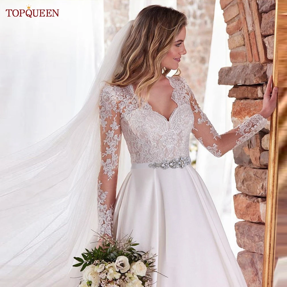 TOPQUEEN S67 Wedding Accessories Luxury Opal Diamonds Beaded Pearl Belts Women's Wedding Party Dress Sash