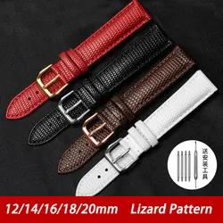 Lizard Pattern Calf Leather Watchband Straps Universal Wrist Band 12mm 14mm 16mm 18mm 20mm Men Women Watch Band Belt Accessories