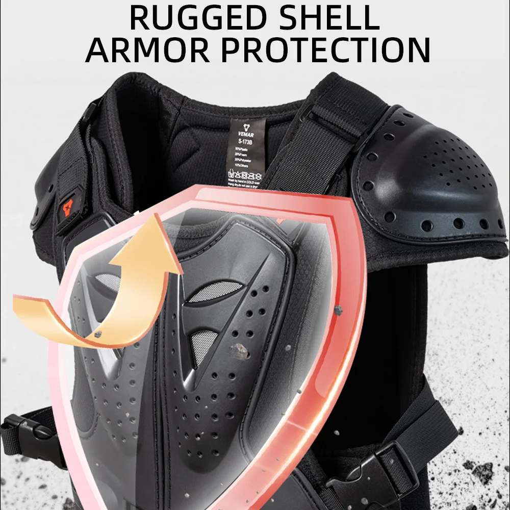 دراجة نارية درع سترة + أطفال الركبة وسادات الكوع مجموعات الأطفال الصدر الخلفي حامي درع للجسم الحرس سباق موتوكروس واقية