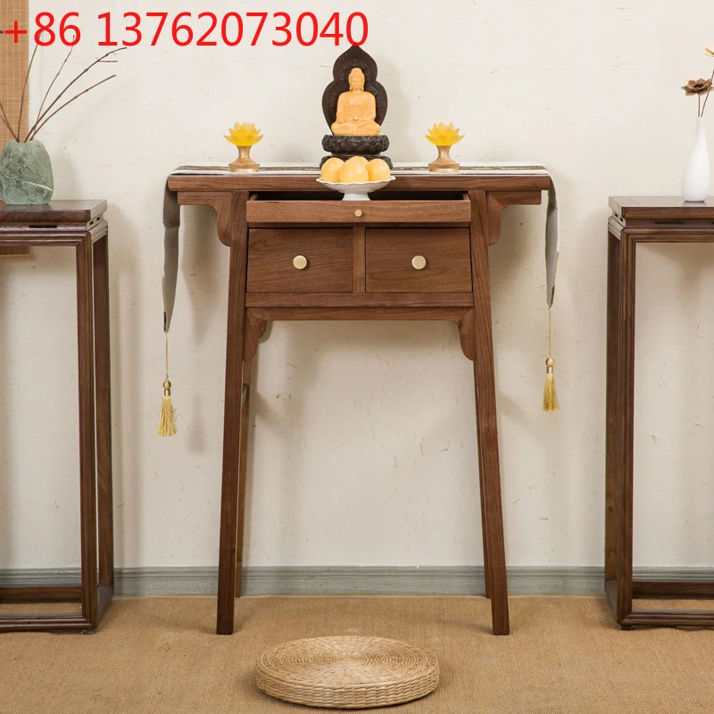 Mueble de Salón de Estilo Moderno, Mueble de Salón con Mesa de Buda de Estilo Chino, Mueble de Madera Maciza Simple, Armario JTC