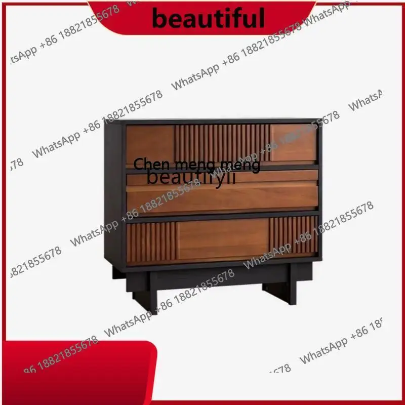 

Medieval solid wood, Nordic small apartment, living room drawer cabinet, sofa side cabinet, bedroom storage cabinet H