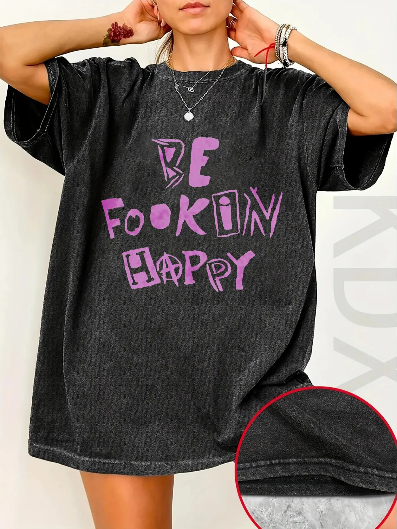 Rock Singer Yungblud Be Fookin Happy T-shirt, Summer Casual T-shirt, Women's Hip-hop Fashion T-shirt