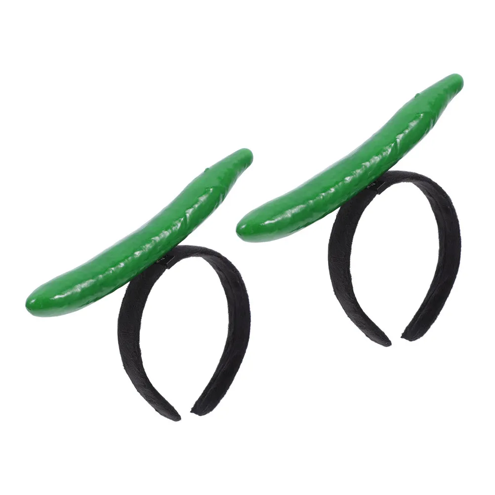 2Pcs Cucumber Costume Headband 3D Simulation Vegetable Hairband for Halloween Thanksgiving Festival Party Cosplay Adult Fun
