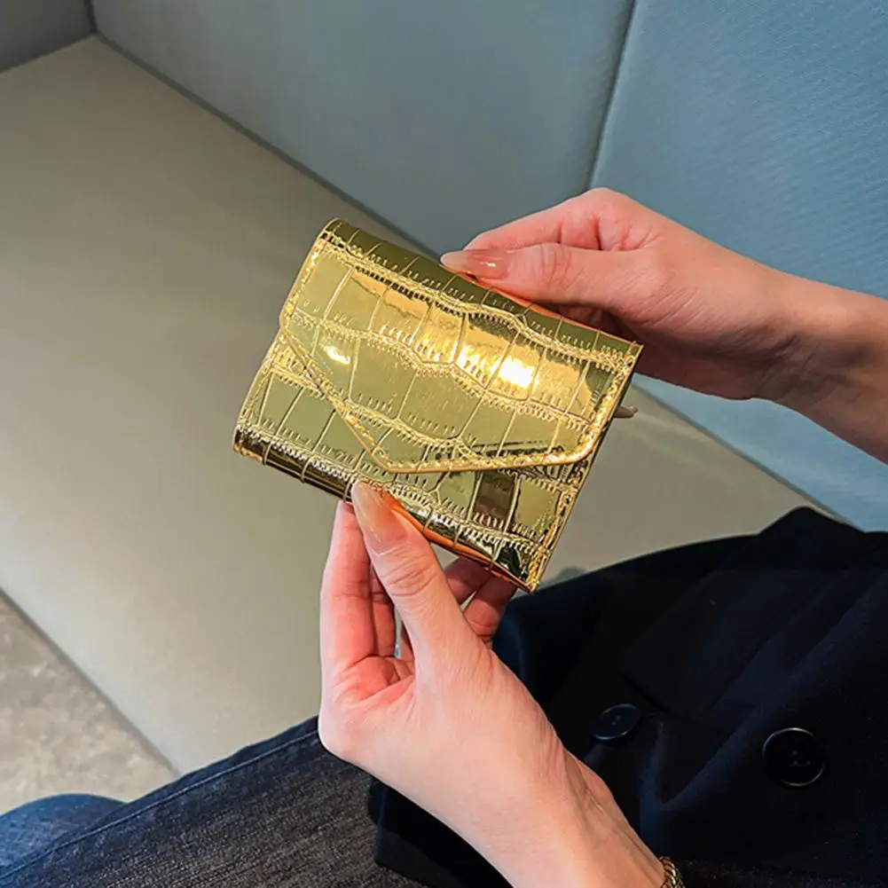 Compact Card Holder Women Wallet with Smooth Surface Multi Card Slots Compact Mini Purse Portable Stone Texture Faux Leather
