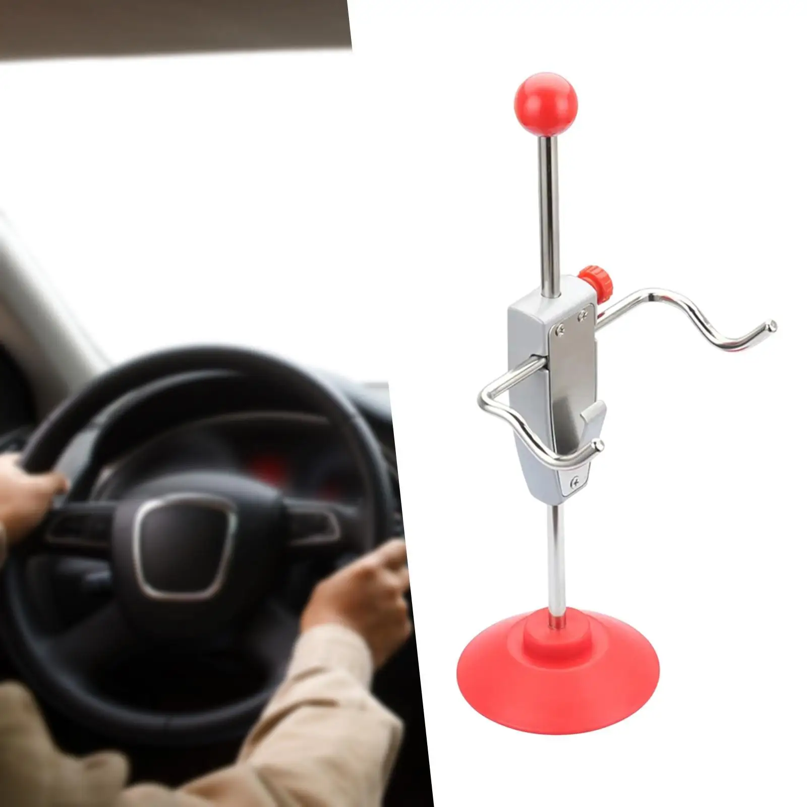 Red Silver Car Steering Wheel Holder 14.49 Inch Adjustable Universal Tool for Vehicle Wheel Alignment