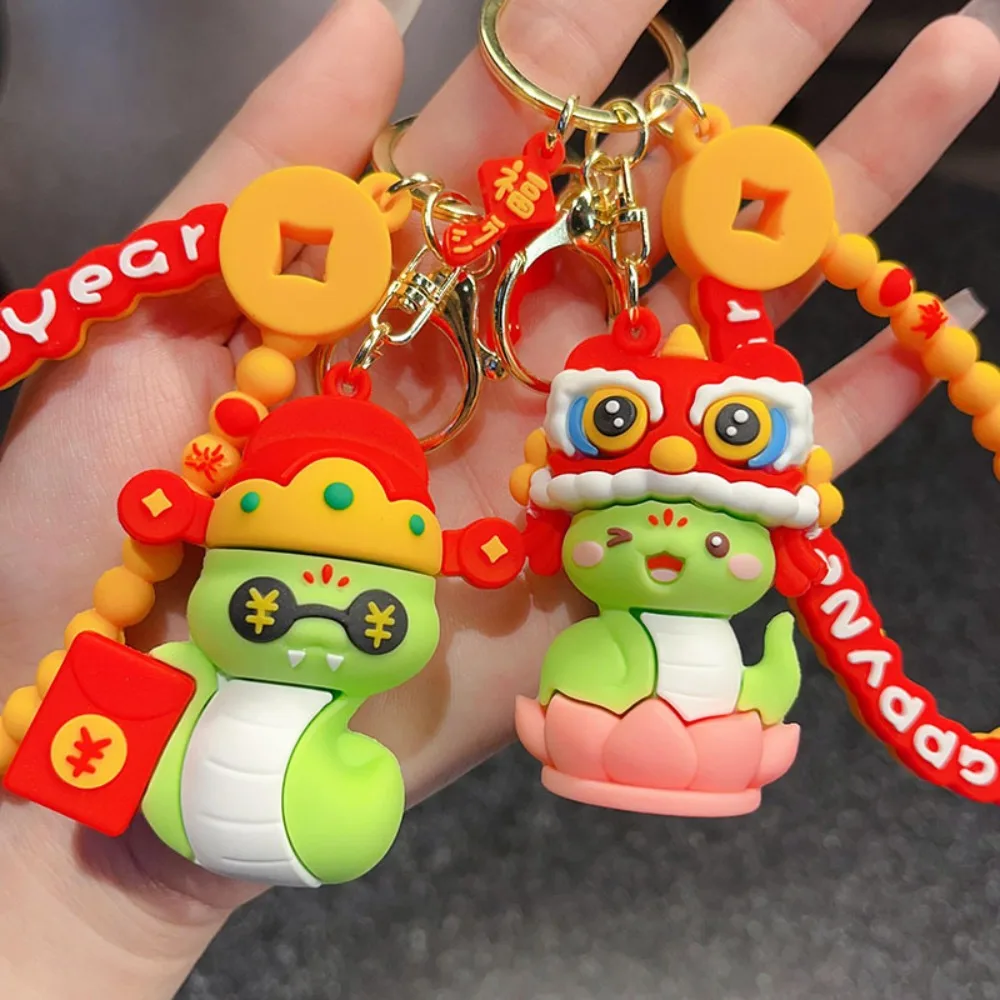 Porte-clés en résine Lucky anni, porte-clés de salle de dessin animé mignon, style chinois créatif, pendentif Dieu de la richesse, amis, nouvel an