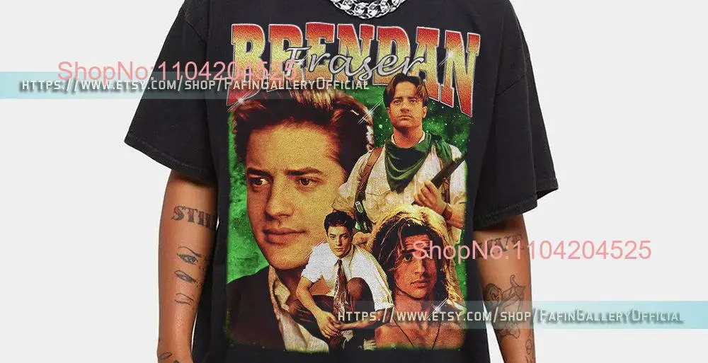 Retro Brendan Fraser T Shirt Vintage Fan 90s Sweater Merch FG long or short sleeves