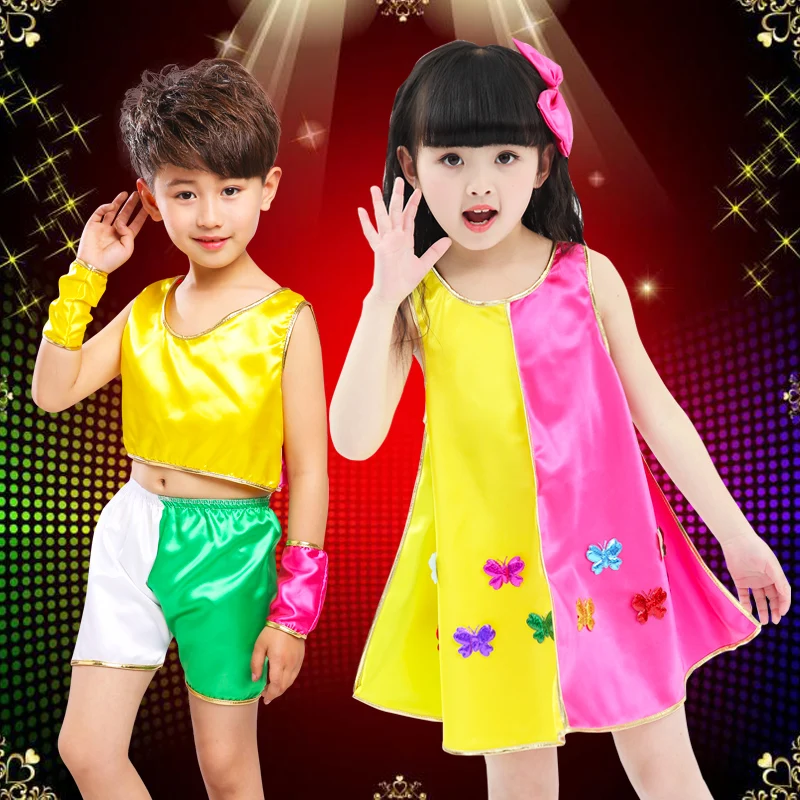 New Girls Guitar Jazz Dance Dress Trajes de Desempenho para Cantores Stage Dance Group dance Modern Dancewear for Kids