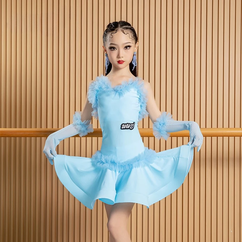 New Latin dance costumes for children's performance stage costumes, high-end girls' Latin dance practice costumes